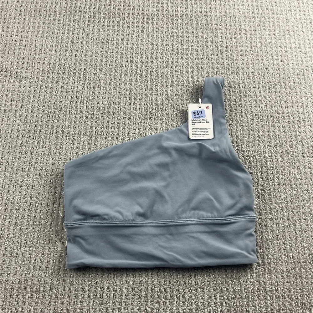 Lululemon Size 4 Align Asymmetrical Bra A/B Light Support Blue NWT